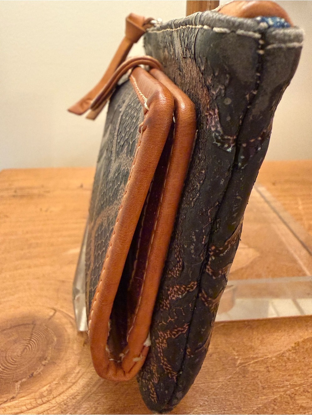 Consuela Black and Brown Textured Wallet with Logo Patch - Picture 6 of 11